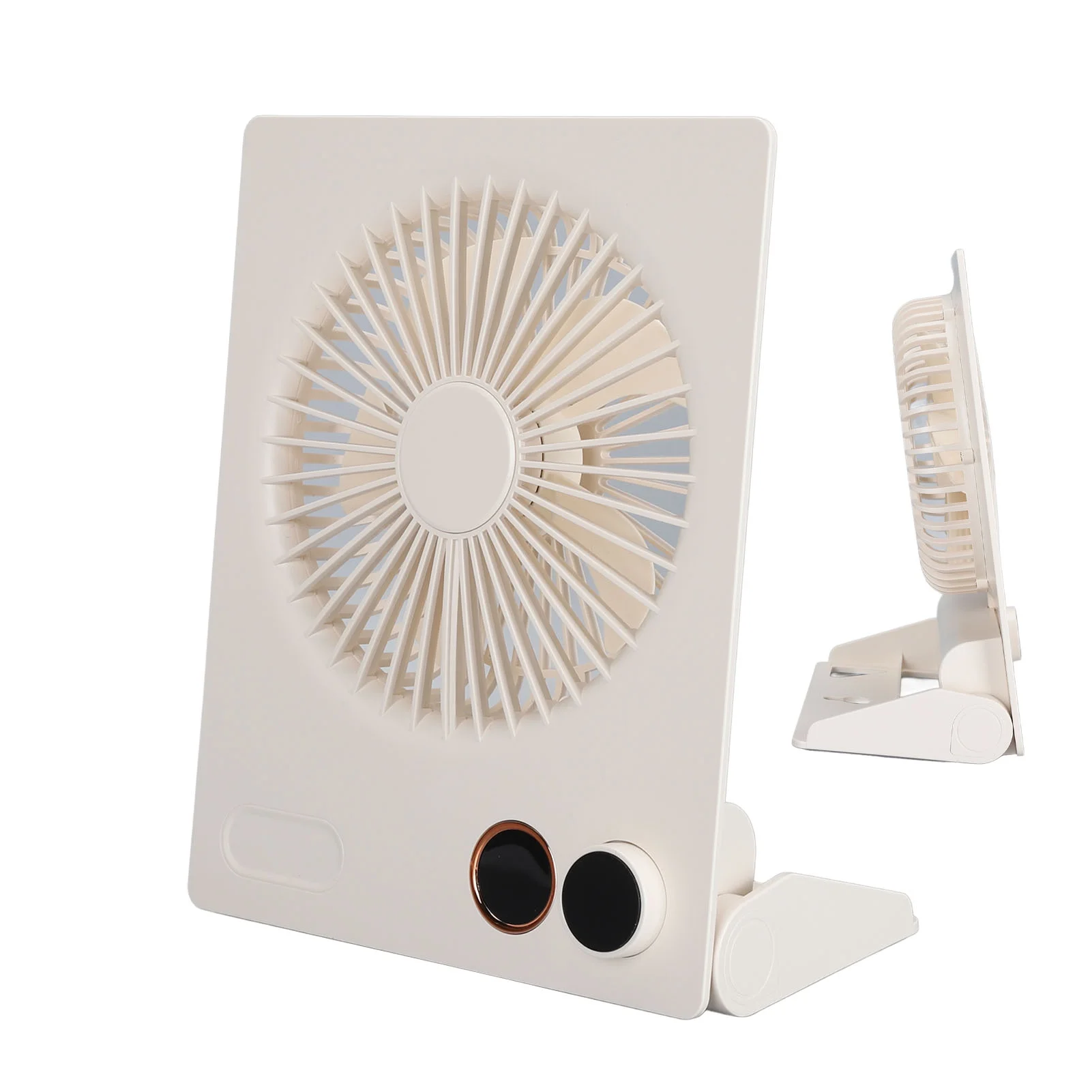 Ultra Thin Table Fan, Stepless Speed Control Foldable Long Lasting Power with Dual Core Frequency Conversion Cycle for Traveling