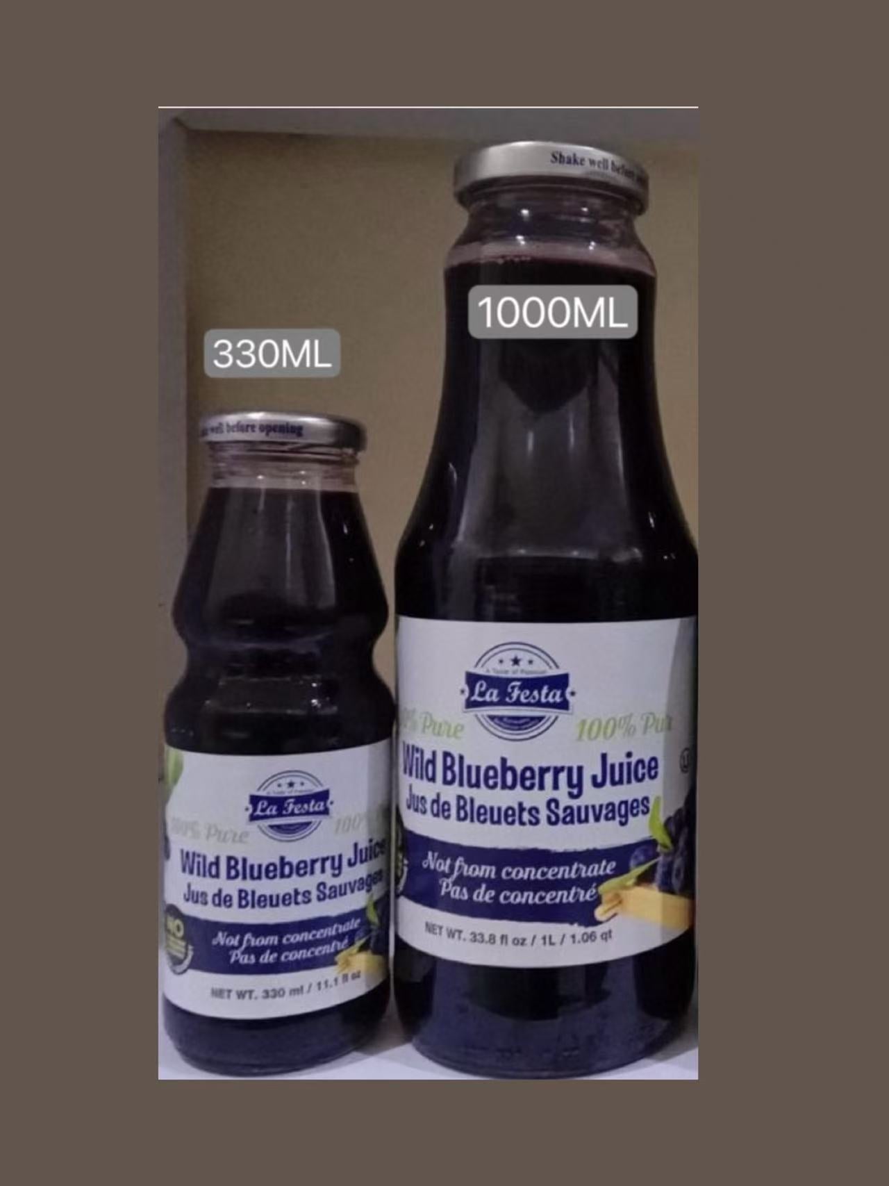 La Festa 100% Natural Wild Blueberry Juice – 330ml Travel Size