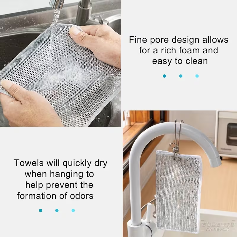 Multipurpose Non-Scratch Wire Dishcloth – Reusable Kitchen Cleaning Cloth for Dishes, Sinks, Counters & Stove Tops (10 / 30 PCS)