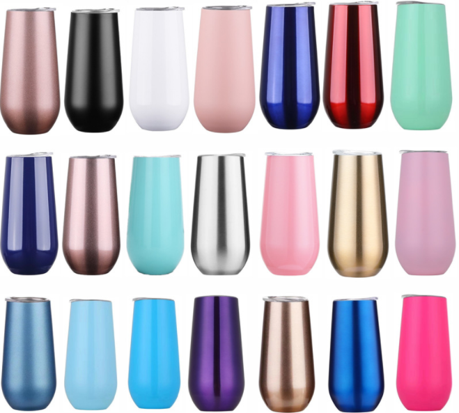 6oz Double Wall Stainless Steel Insulated Wine Tumbler with Seal Lid – Portable Mini Wine Cup