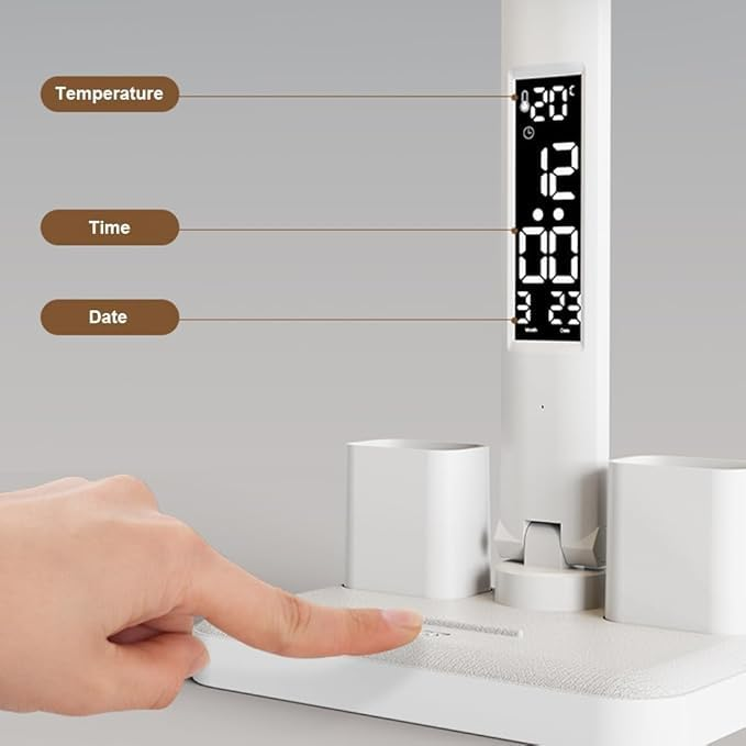 LAVI Rechargeable lamp with Dual Tumbler Clock with Temperature & Date Double Lamp Heads Phone Stand Function 2000 mAh Battery for Study/Office Work