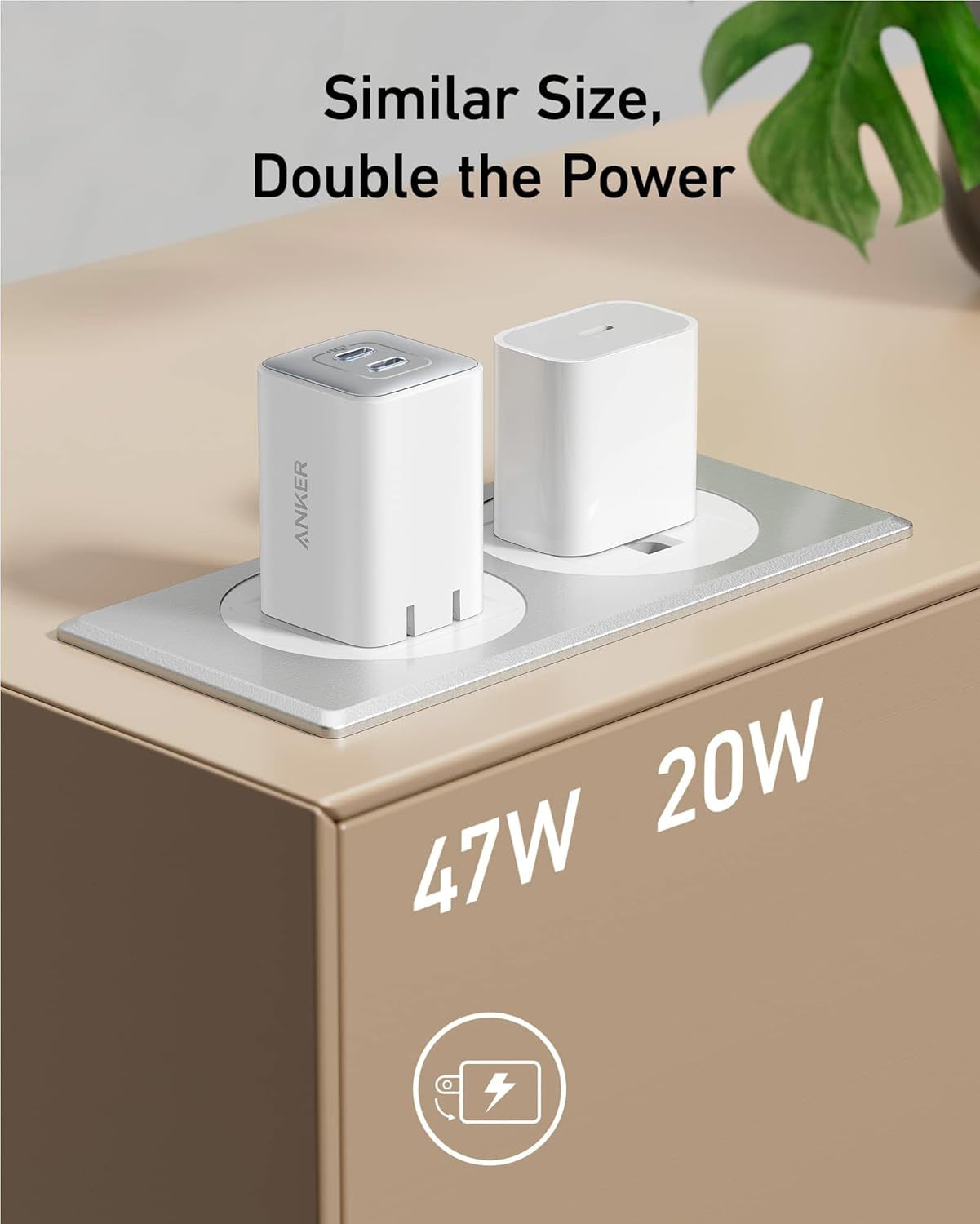Anker 47W Dual USB-C Fast Charger – Compact Wall Charger with 27W + 20W Power Delivery for iPhone, iPad & USB-C Devices