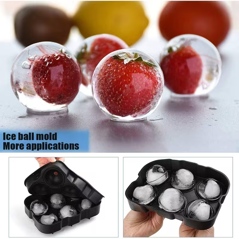 Large Ice Cube Tray Set with Lid – Sphere & Square Ice Ball Mold for Whiskey, Cocktails & Drinks (BPA Free Silicone Ice Mold)