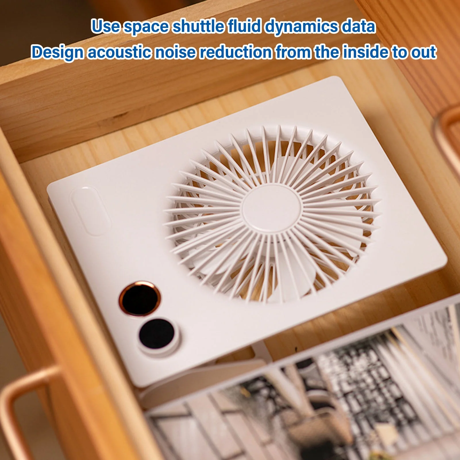 Ultra Thin Table Fan, Stepless Speed Control Foldable Long Lasting Power with Dual Core Frequency Conversion Cycle for Traveling