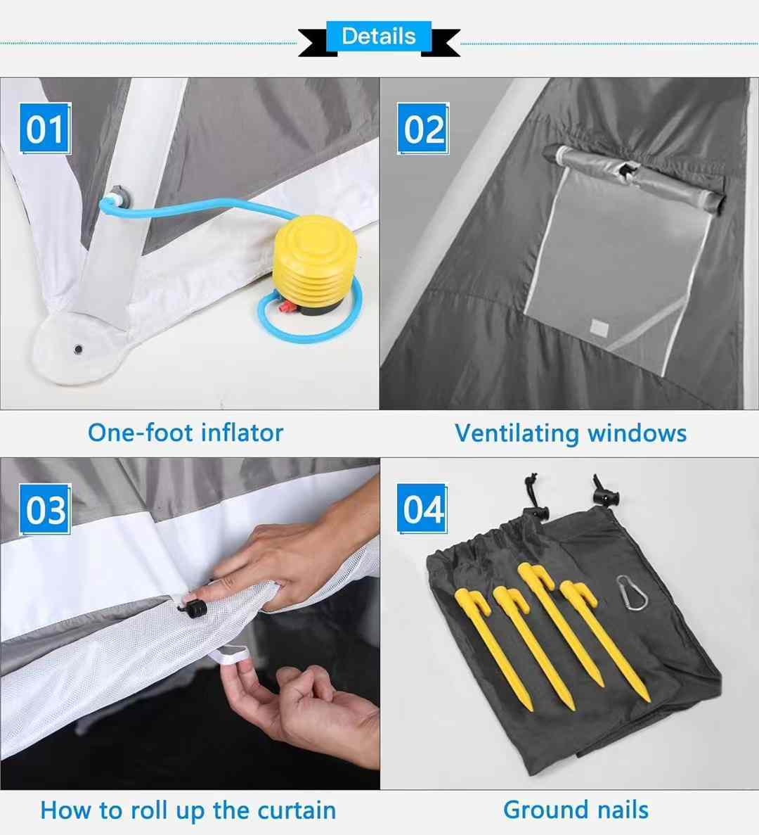 【Topued】Easy-Pull 2-Person Inflatable Air Tent Beach Tent Camping Tent Play Tent