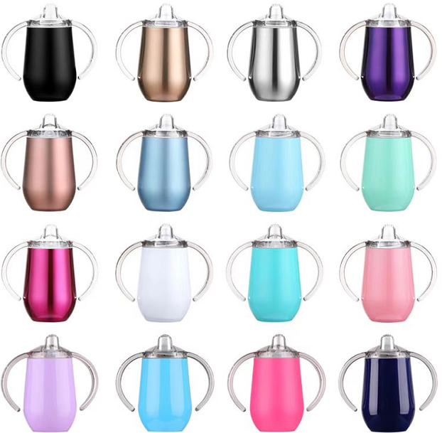 10oz Double Wall 304 Stainless Steel Kids Sippy Cup with Handles & Straw – Insulated Baby Training Mug