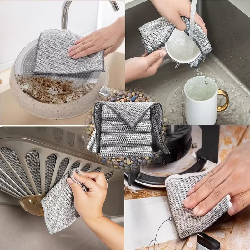 Multipurpose Non-Scratch Wire Dishcloth – Reusable Kitchen Cleaning Cloth for Dishes, Sinks, Counters & Stove Tops (10 / 30 PCS)