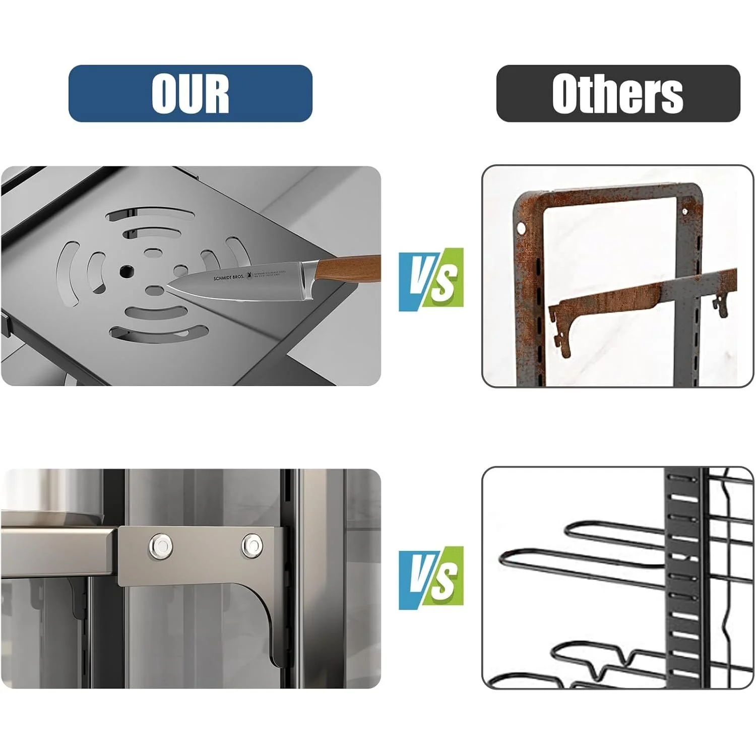 Pot Rack Organizers:4-Tier Adjustable Heavy Duty Pan Organizer for Cabinet ，Multiple Use Modes，Pot Rack & Pan Rack for Kitchen Counter and Cabinet