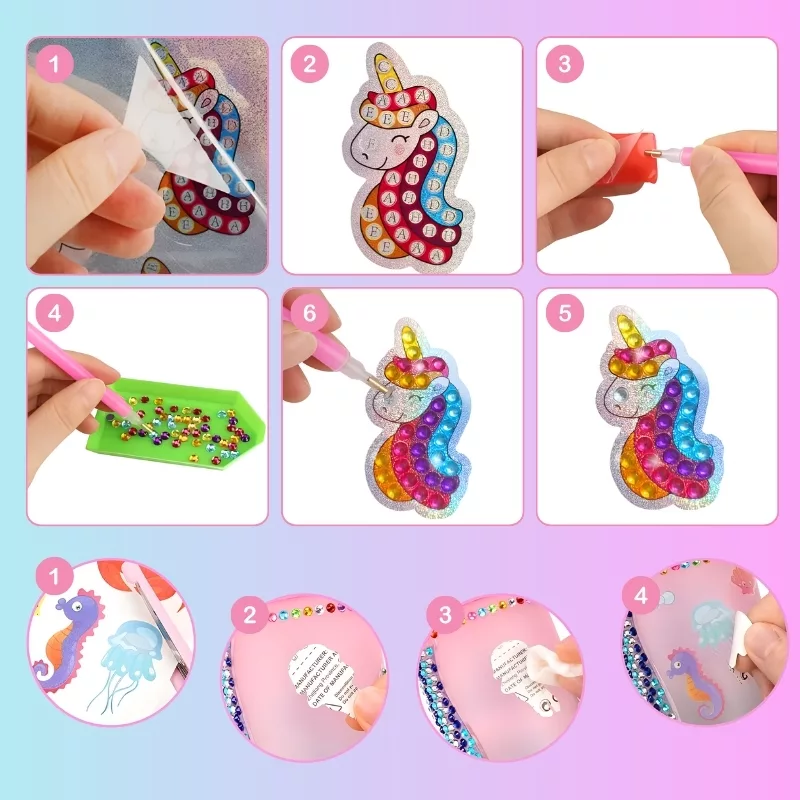 Decorate Your Own Water Bottle Kit for Kids – DIY Craft Bottle with Stickers & Gems, Mermaid / Unicorn Design, 600ml