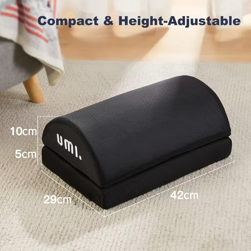 Ergonomic Adjustable Footrest Cushion with Memory Foam – Under Desk Foot Stool for Office, Home & Travel