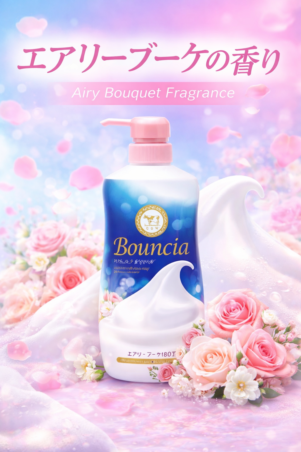 Bouncia Premium Foaming Body Wash – White Soap  Airy Bouquet  Premium Moist – Rich Foam Moisturizing Shower Gel (460–480mL)