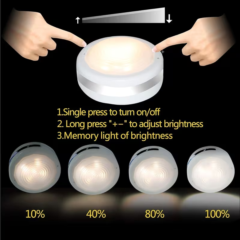 6 Pack LED Puck Lights with Remote Control – Battery Operated Under Cabinet Lighting, Dimmable Closet & Kitchen Lights